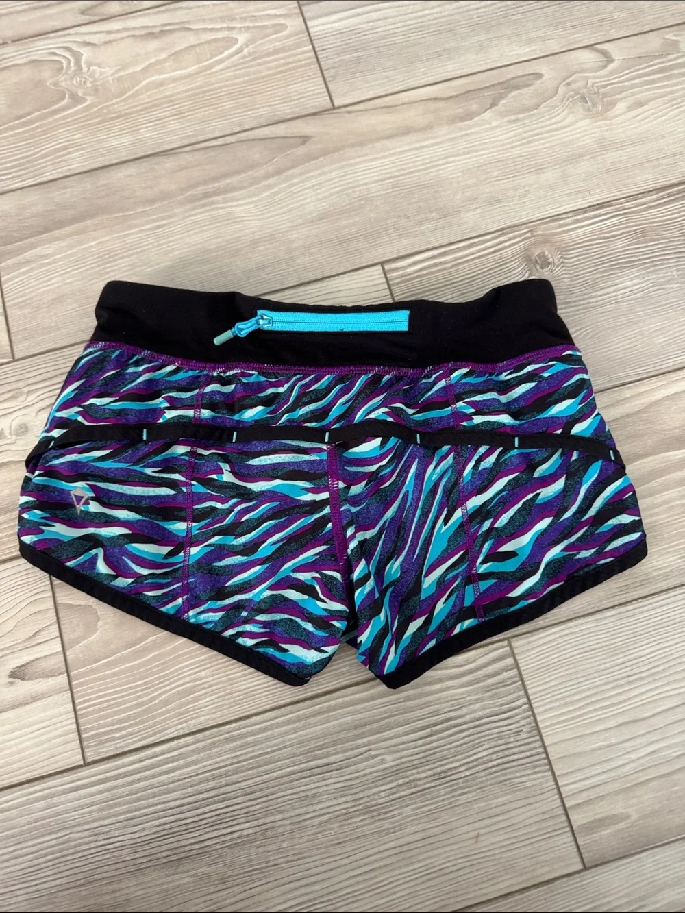 Ivivva Black Waistband Teal & Purple Zebra-Print Athletic Shorts